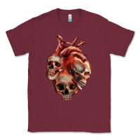 Burgundy Heart Skulls Classic Tee - RanaPortraitStore