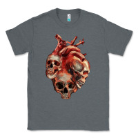 Charcoal Heather Heart Skulls Classic Tee - RanaPortraitStore