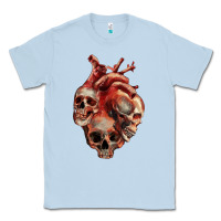 Dusty Blue Heart Skulls Classic Tee - RanaPortraitStore