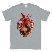 Heather Grey Heart Skulls Classic Tee - RanaPortraitStore