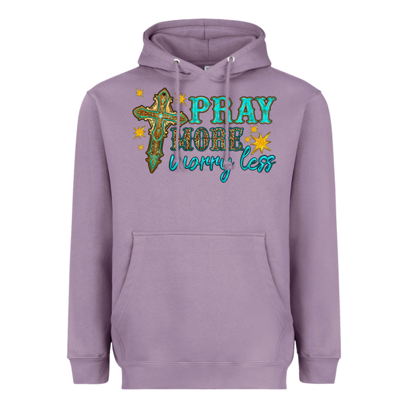 Pray More Worry Less Heavyweight Hoodie by HRA Design Shop | Teevron