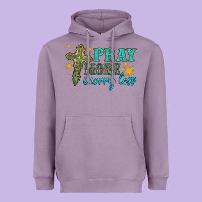 Pray More Worry Less Heavyweight Hoodie Designed By Hra Design Shop