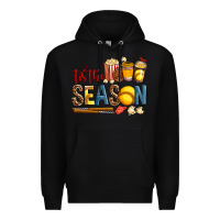 Black tis the season softball Premium Hoodie - AdoDesignShop