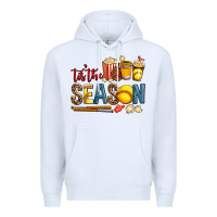 White tis the season softball Premium Hoodie - AdoDesignShop