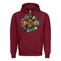 Burgundy teacher sunflower tbw Zipper Hoodie - texasbilliewilder
