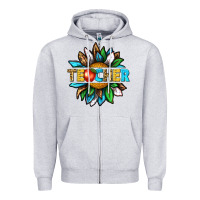 Heather Grey teacher sunflower tbw Zipper Hoodie - texasbilliewilder