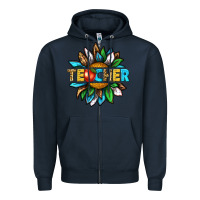 Navy teacher sunflower tbw Zipper Hoodie - texasbilliewilder
