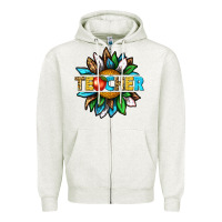 Oatmeal Heather teacher sunflower tbw Zipper Hoodie - texasbilliewilder