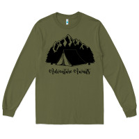 Army Green Adventure Camping Long Sleeve Tee - Unal Design