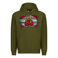 Army Green lady of guadalupe serape and roses Premium Hoodie - Jasminsmagicworld