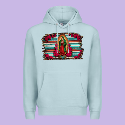 Lady Of Guadalupe Serape And Roses Premium Hoodie Designed By Jasminsmagicworld