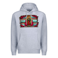 Heather Grey lady of guadalupe serape and roses Premium Hoodie - Jasminsmagicworld