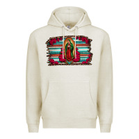 Oatmeal Heather lady of guadalupe serape and roses Premium Hoodie - Jasminsmagicworld