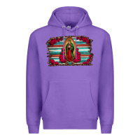 Purple lady of guadalupe serape and roses Premium Hoodie - Jasminsmagicworld