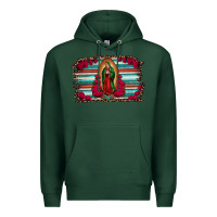 Sports Green lady of guadalupe serape and roses Premium Hoodie - Jasminsmagicworld