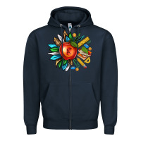 Navy teacher sunflower Zipper Hoodie - texasbilliewilder