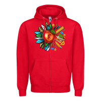 Red teacher sunflower Zipper Hoodie - texasbilliewilder