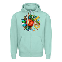 Seafoam teacher sunflower Zipper Hoodie - texasbilliewilder
