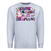 Heather Grey cute smart and a little bit dramatic Premium Sweatshirt - JahusDesignShop