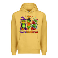 Antique Gold Happy Hallothanksmas Premium Hoodie - NancyCooperArtShop