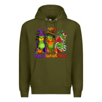 Army Green Happy Hallothanksmas Premium Hoodie - NancyCooperArtShop