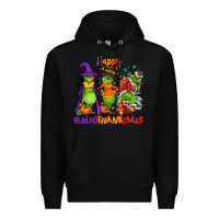 Black Happy Hallothanksmas Premium Hoodie - NancyCooperArtShop