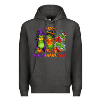 Charcoal Heather Happy Hallothanksmas Premium Hoodie - NancyCooperArtShop