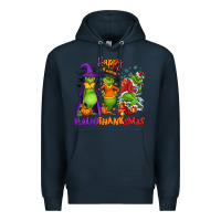 Navy Happy Hallothanksmas Premium Hoodie - NancyCooperArtShop