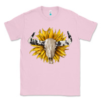 Bubblegum Pink cowhide bull skull and sunflower Classic Tee - BarkalooDesign