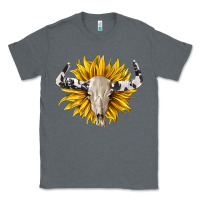 Charcoal Heather cowhide bull skull and sunflower Classic Tee - BarkalooDesign