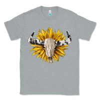 Heather Grey cowhide bull skull and sunflower Classic Tee - BarkalooDesign