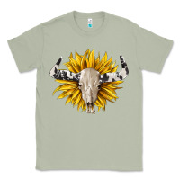 Matcha cowhide bull skull and sunflower Classic Tee - BarkalooDesign