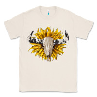 Natural cowhide bull skull and sunflower Classic Tee - BarkalooDesign