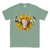 Sage cowhide bull skull and sunflower Classic Tee - BarkalooDesign
