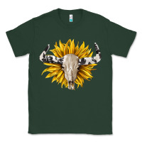 Sports Green cowhide bull skull and sunflower Classic Tee - BarkalooDesign