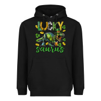Black Lucky saurus st.patricks day Heavyweight Hoodie - Neo Western
