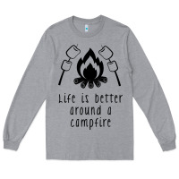 Heather Grey life is better around a campfire Long Sleeve Tee - Unal Design