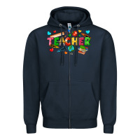 Navy teacher Zipper Hoodie - texasbilliewilder
