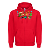 Red teacher Zipper Hoodie - texasbilliewilder