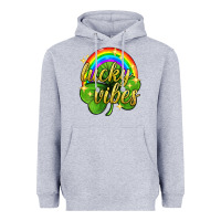 Heather Grey Lucky vibes st. patricks day Heavyweight Hoodie - Neo Western