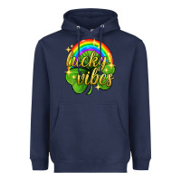 Navy Lucky vibes st. patricks day Heavyweight Hoodie - Neo Western
