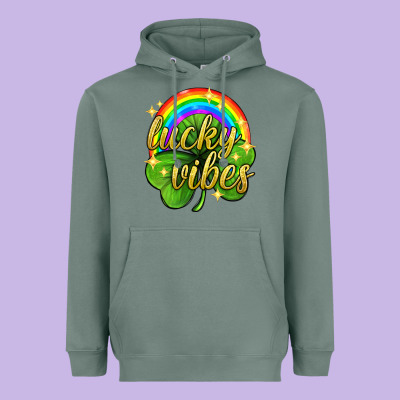 Lucky Vibes St. Patricks Day Heavyweight Hoodie Designed By Neo Western