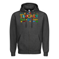 Charcoal Heather teacher teach love inspire tbw Zipper Hoodie - texasbilliewilder