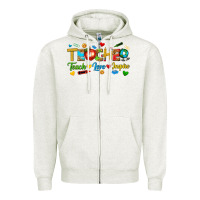Oatmeal Heather teacher teach love inspire tbw Zipper Hoodie - texasbilliewilder