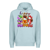 Blue Mist Happy Hallothanksmas coffee cups Premium Hoodie - NancyCooperArtShop