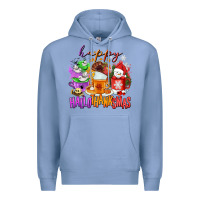 Colony Blue Happy Hallothanksmas coffee cups Premium Hoodie - NancyCooperArtShop