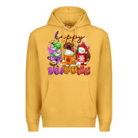 Mustard Happy Hallothanksmas coffee cups Premium Hoodie - NancyCooperArtShop