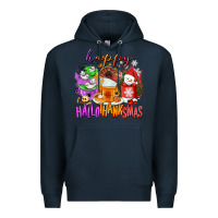 Navy Happy Hallothanksmas coffee cups Premium Hoodie - NancyCooperArtShop
