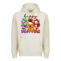 Oatmeal Heather Happy Hallothanksmas coffee cups Premium Hoodie - NancyCooperArtShop