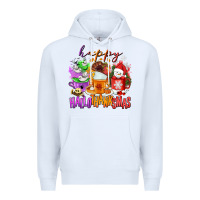 White Happy Hallothanksmas coffee cups Premium Hoodie - NancyCooperArtShop